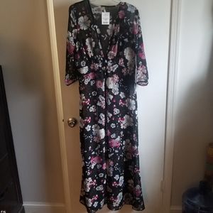 Long Sheer Floral Duster